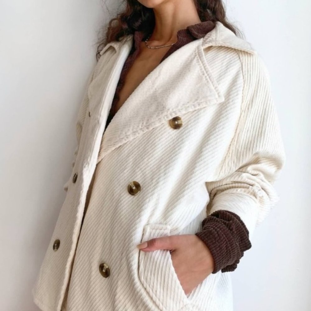 Free People Off White Corduory Shirt Jacket Lightweight Size Small